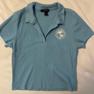 Blue polo crop top